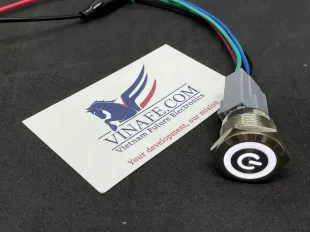 Nút Nhấn Nhả Inox 22mm 6 Chân LED Trắng 24V (Kèm Dây)